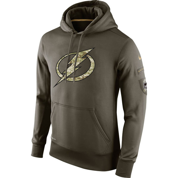 Men NHL Tampa Bay Lightning Nike Olive Salute To Service KO Performance Hoodie Green